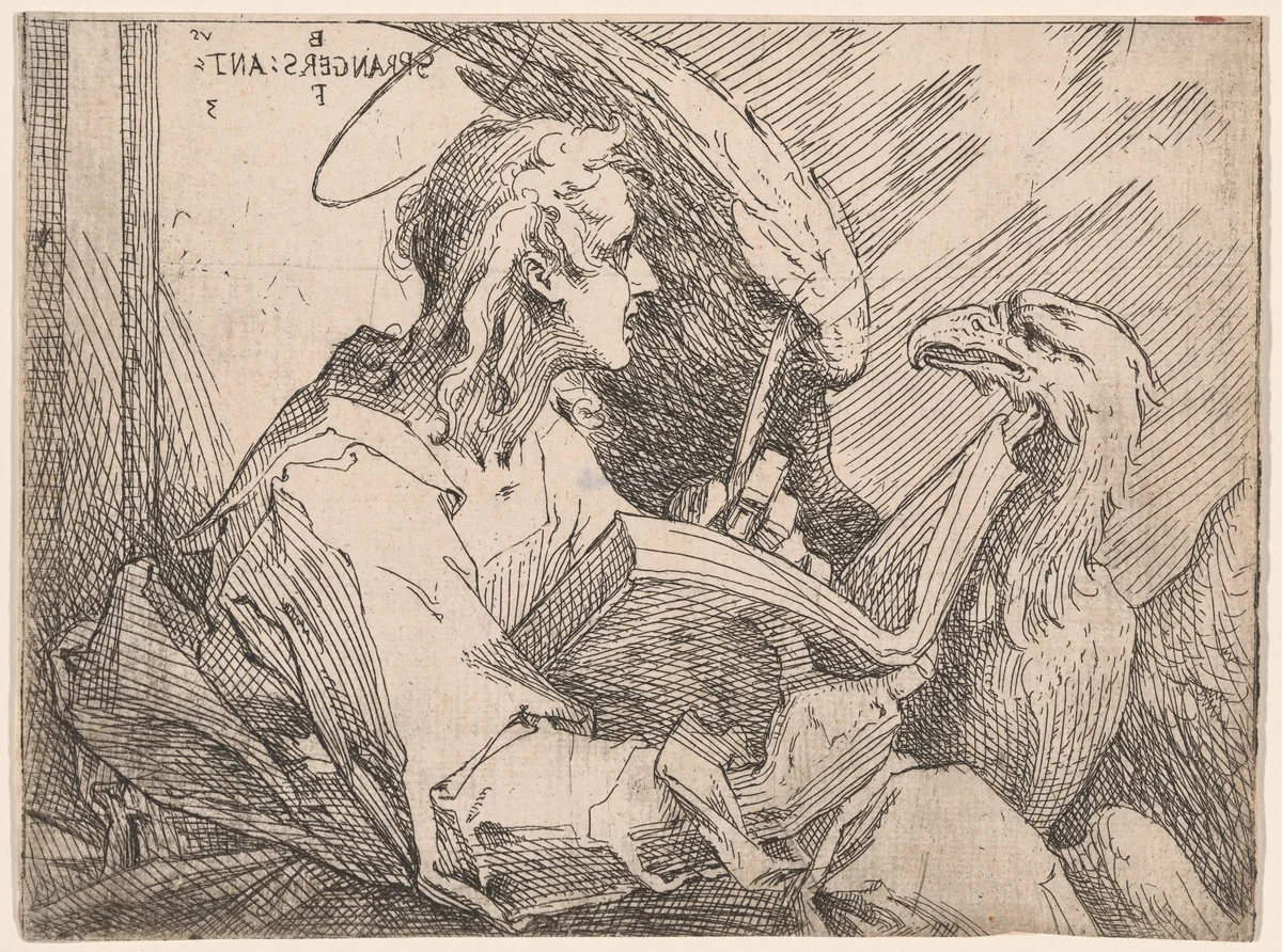 St. John the Evangelist by Bartholomeus Spranger, print, 1590