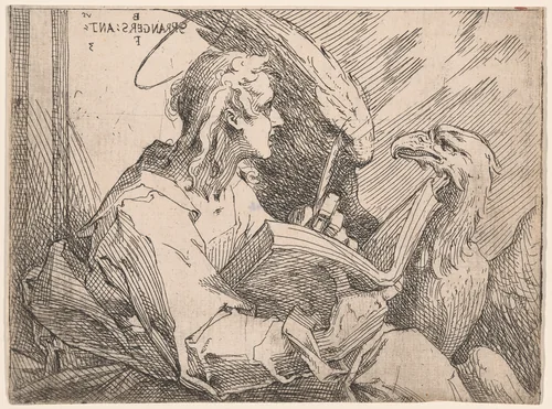 St. John the Evangelist by Bartholomeus Spranger, print, 1590