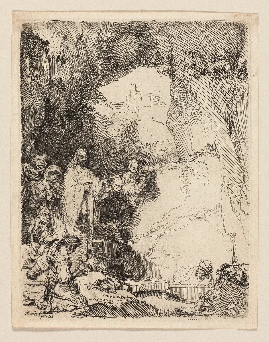 The Raising of Lazarus: Small Plate by Rembrandt van Rijn, print, 1642