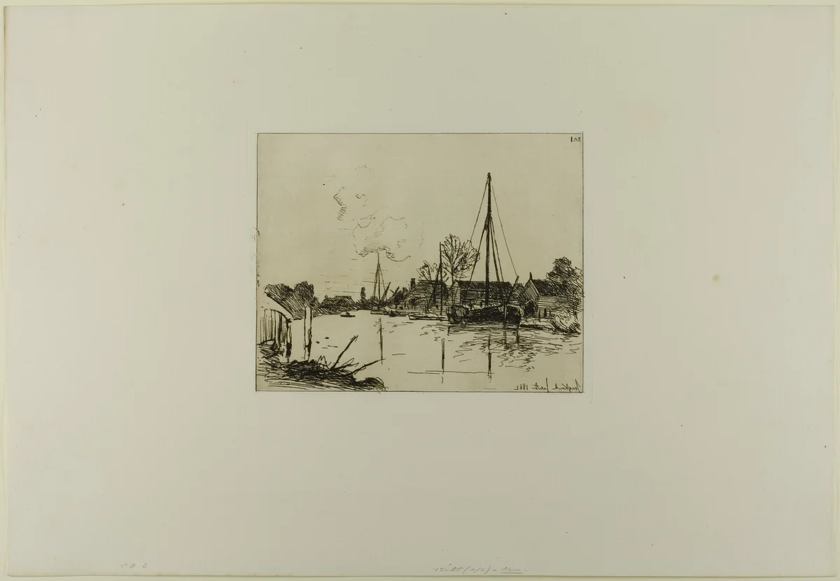 The Canal, from Cahier de six eaux-fortes, vues de Hollande by Johan Barthold Jongkind, print, 1862