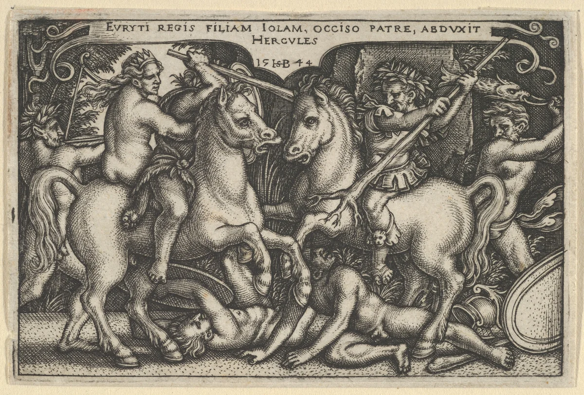 Hercules Raping Jole, from "The Labors of Hercules" by Sebald Beham, print, 1544