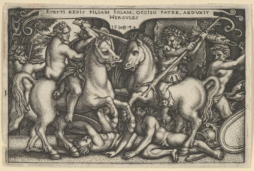 Hercules Raping Jole, from "The Labors of Hercules" by Sebald Beham, print, 1544