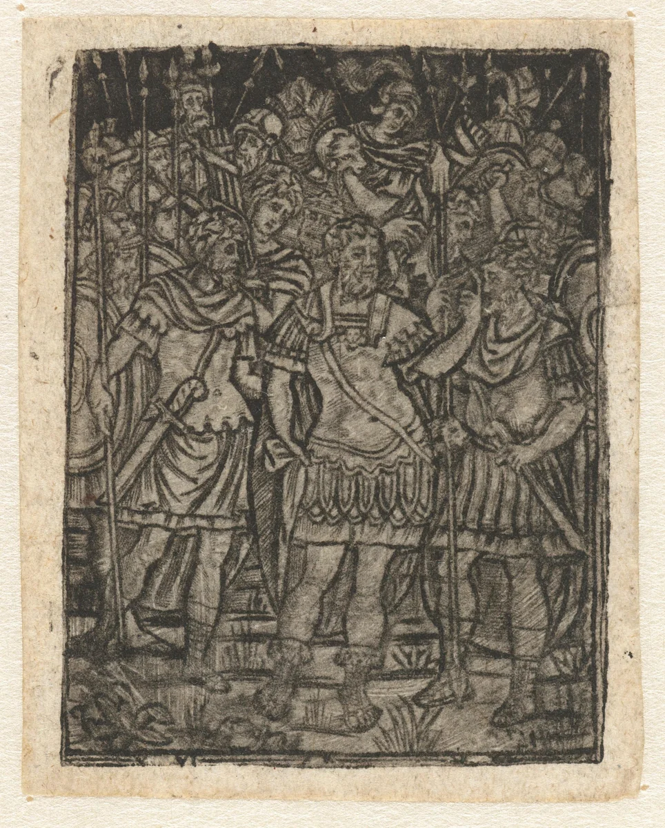 Romeinse generaal geeft instructies aan soldaten by anonymous, print, 1510-1530