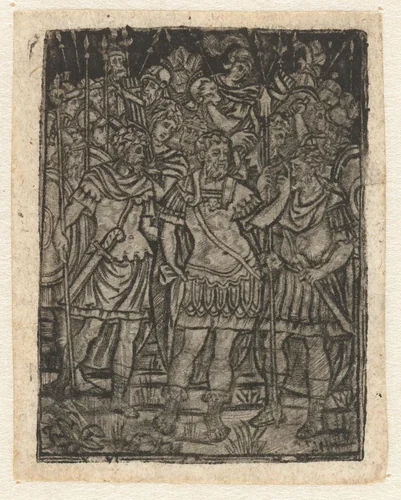 Romeinse generaal geeft instructies aan soldaten by anonymous, print, 1510-1530