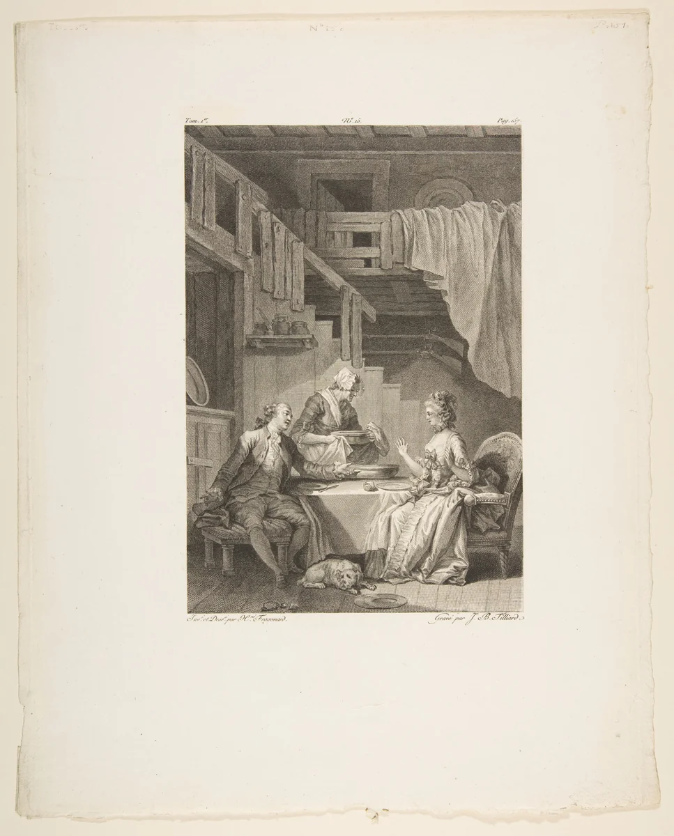 Le Faucon, from Contes et nouvelles en vers par Jean de La Fontaine. A Paris, de l'imprimerie de P. Didot, l'an III de la République, 1795 by Jean-Baptiste Tilliard, print, 1795