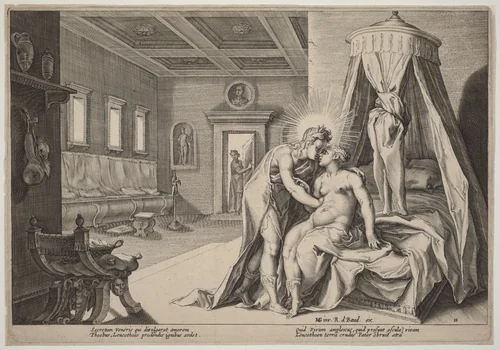 Apollo Abusing Leucothoe by Hendrick Goltzius, print, 1610-1620