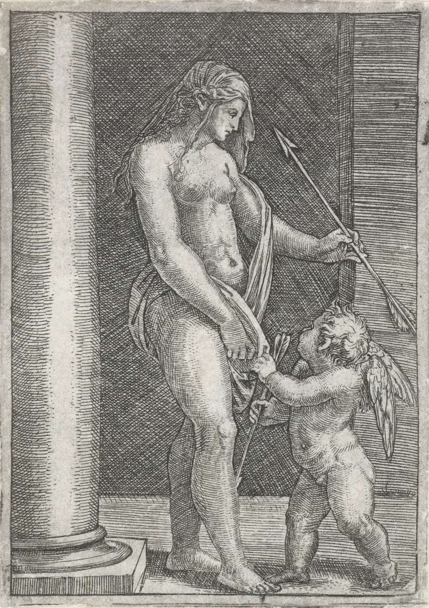 Venus en Cupido by anonymous, print, 1510-1570