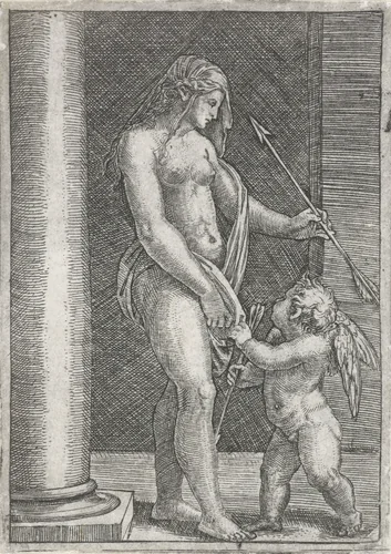 Venus en Cupido by anonymous, print, 1510-1570