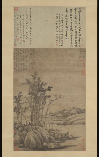 Enjoying the Wilderness in an Autumn Grove by Ni Zan, painting, 1339