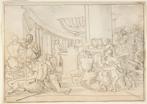 Congregation in a Temple by Fortunato Duranti, drawing, 1787-1863