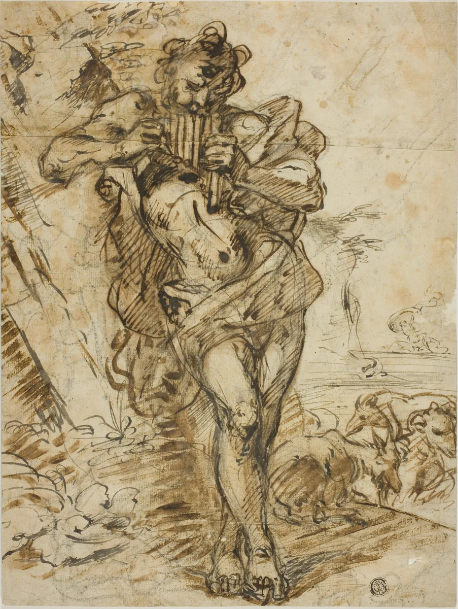 Pan by Giovanni Benedetto Castiglione, drawing, 1629-1665