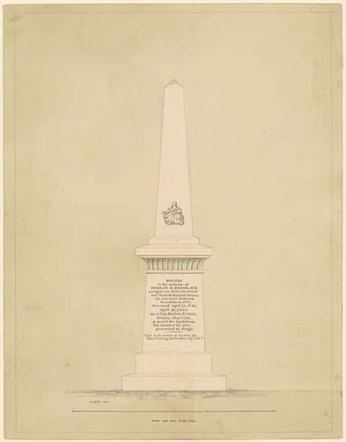 Design for a Monument in Memory of George B. Doane by Alpheus Cary, drawing, 1838-1848