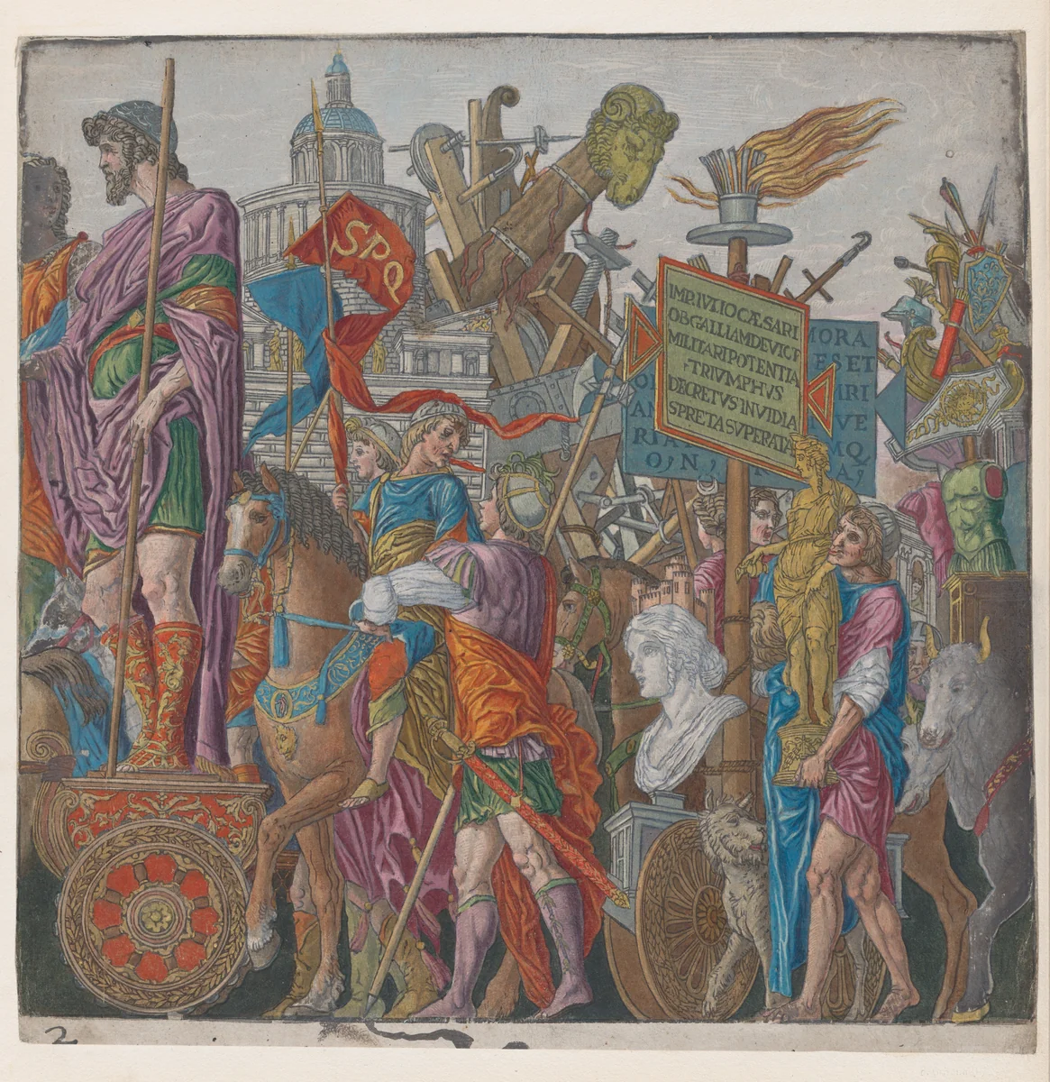 Sheet 2: A Triumphal Chariot, from "The Triumph of Julius Caesar" by Andrea Andreani, print, 1599
