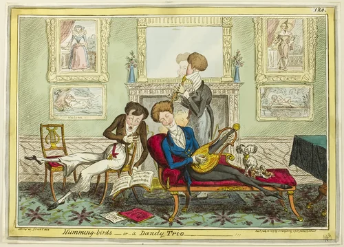Humming Birds, or A Dandy Trio by George Cruikshank, print, 1819