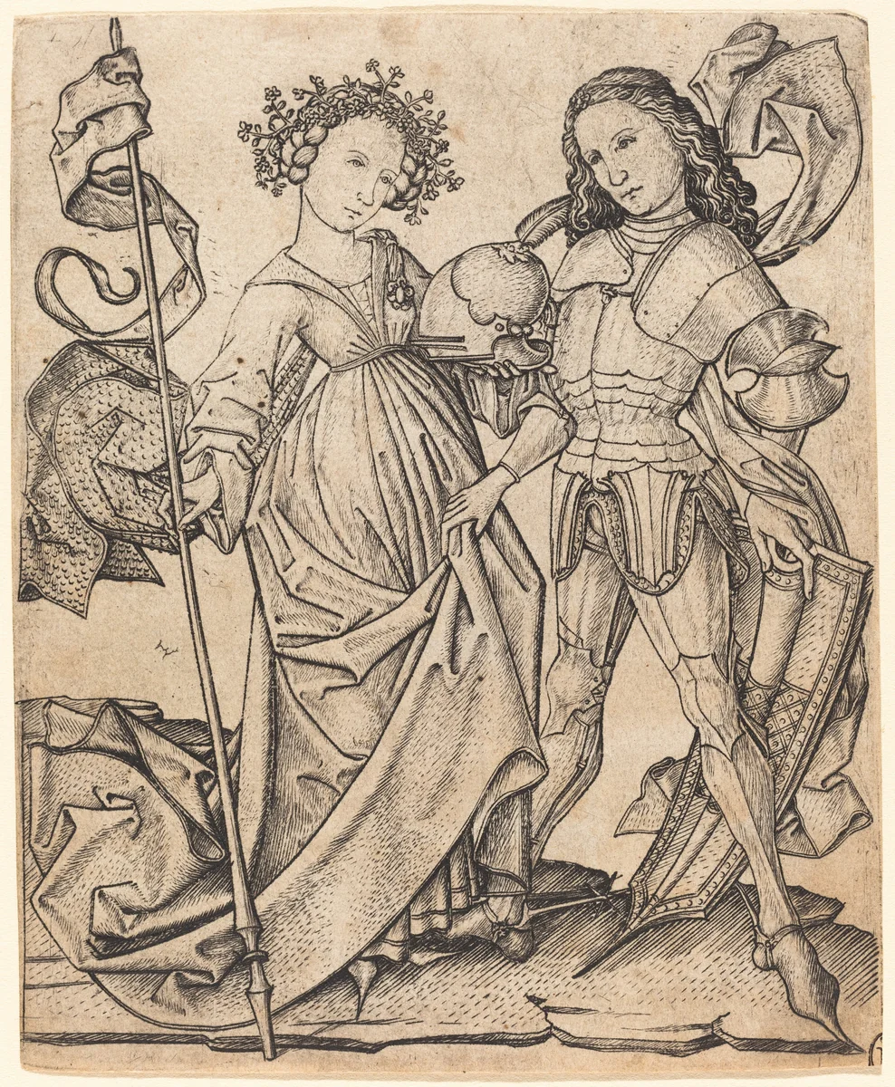 The Knight and the Lady by Master E. S., print, 1460-1465