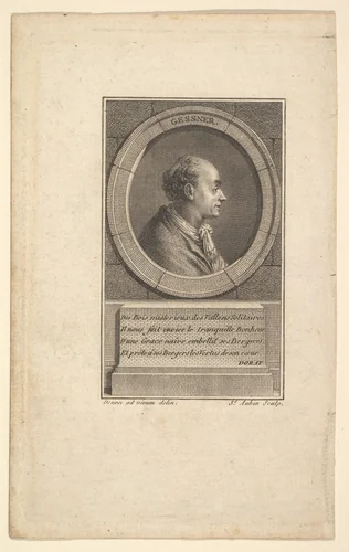 Portrait of Gessner by Augustin de Saint-Aubin, print, 1775