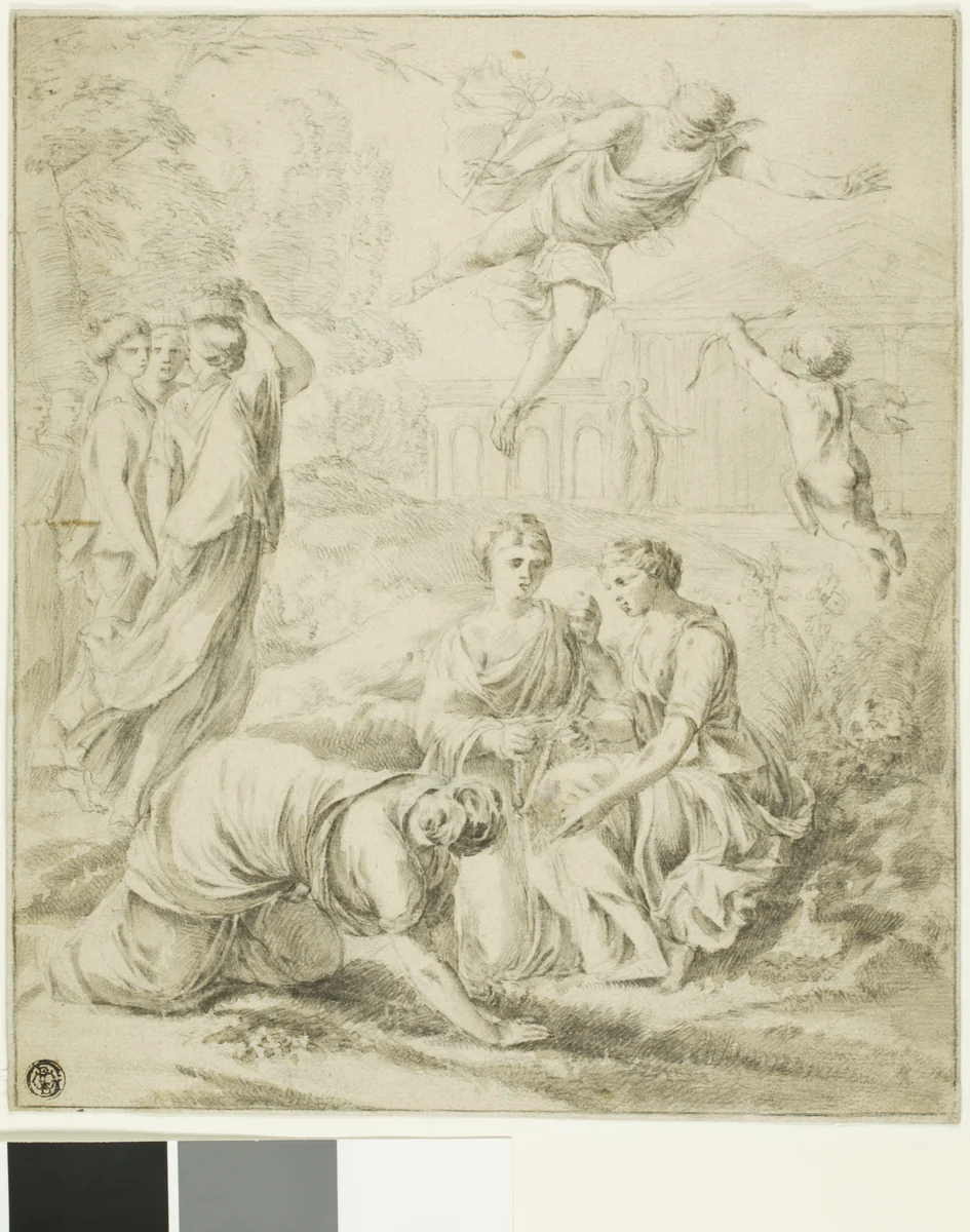 Study for Mercury and Herse by Laurent de La Hyre, drawing, 1644-1654