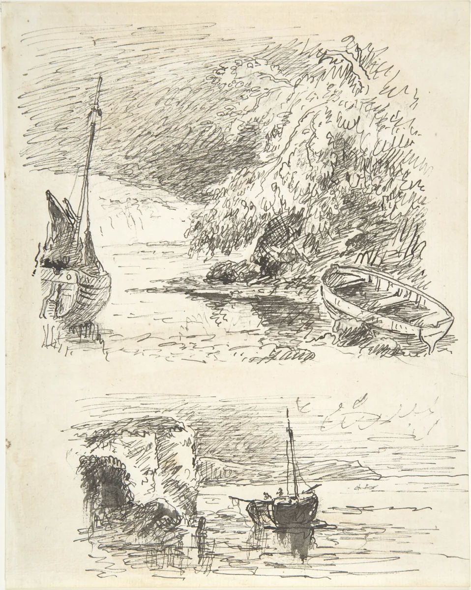 Two Sketches of Boats by anonymous, drawing, 1800-1899