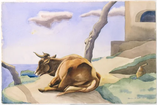 The Patient Cow by Clarence Holbrook Carter, drawing, 1928