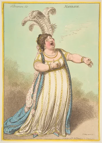 A Bravura Air. Mandane by James Gillray, print, 1801