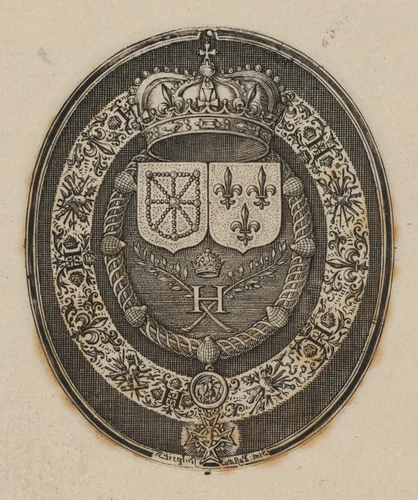 Shields of Henri IV and Maria de Medici [bottom half] by Simon van de Passe, print, 1595-1647
