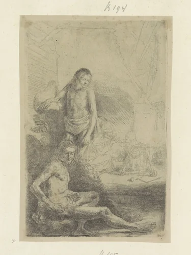 Jongeman, zittend en staand by Rembrandt van Rijn, book, 1644-1648