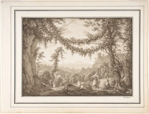 Grape Harvest at the Gulf of Naples by Christoph Heinrich Kniep, drawing, 1770-1825