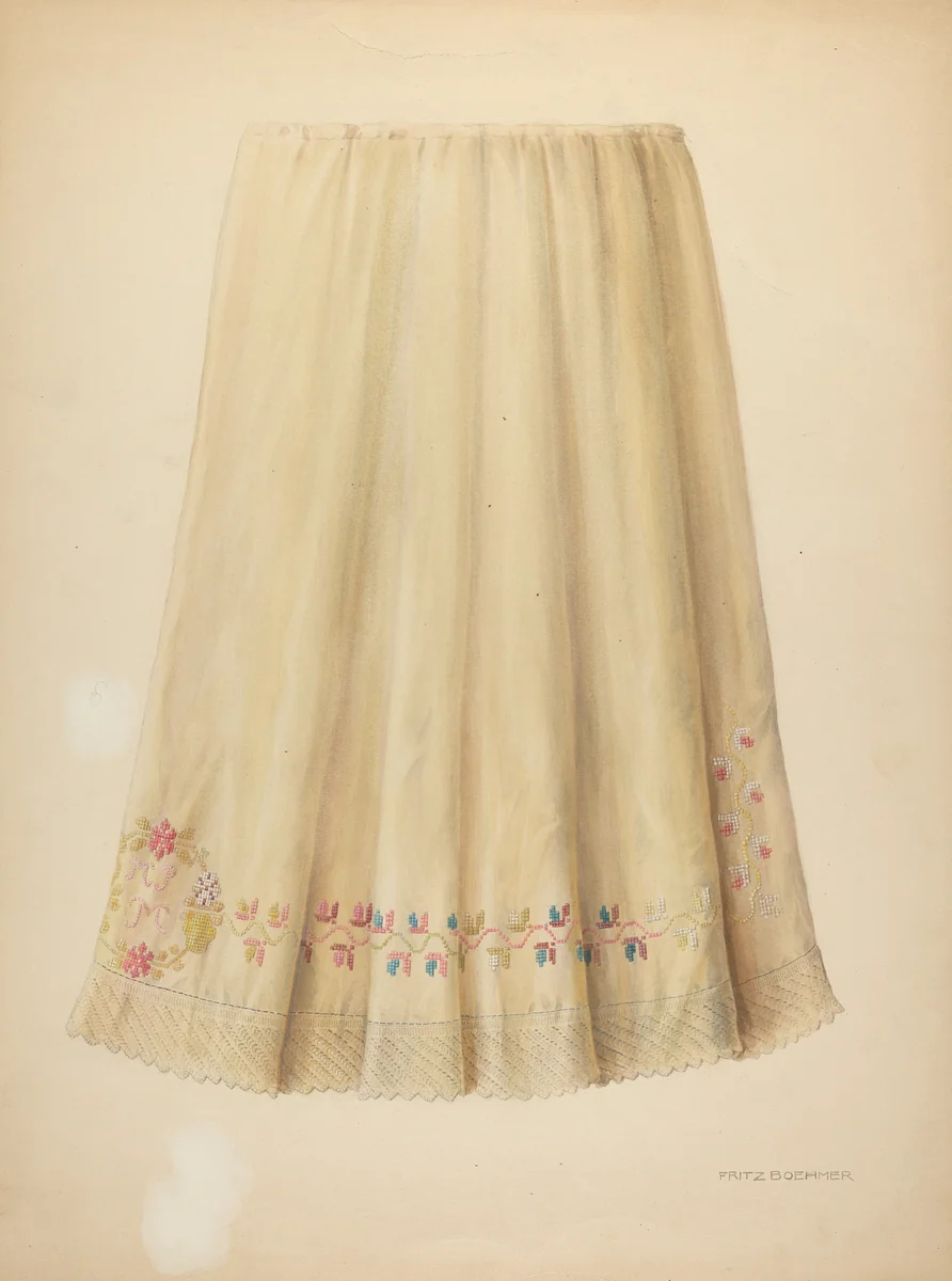 Zoar Embroidered Flannel Petticoat by Fritz Boehmer, index of american design, 1938