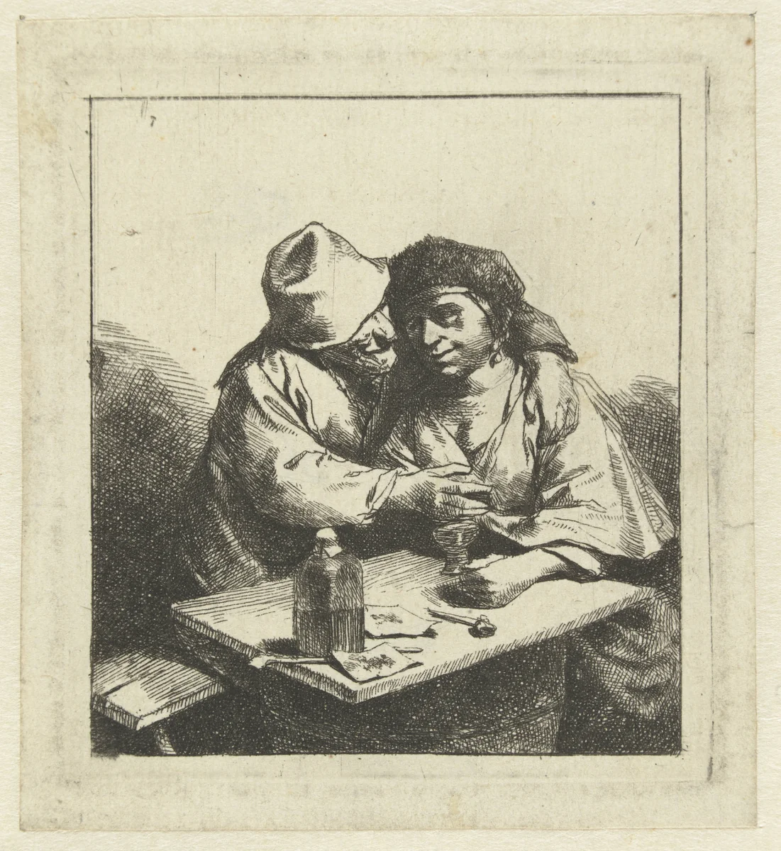 Liefdespaar by Cornelis Pietersz. Bega, print, 1642-1664