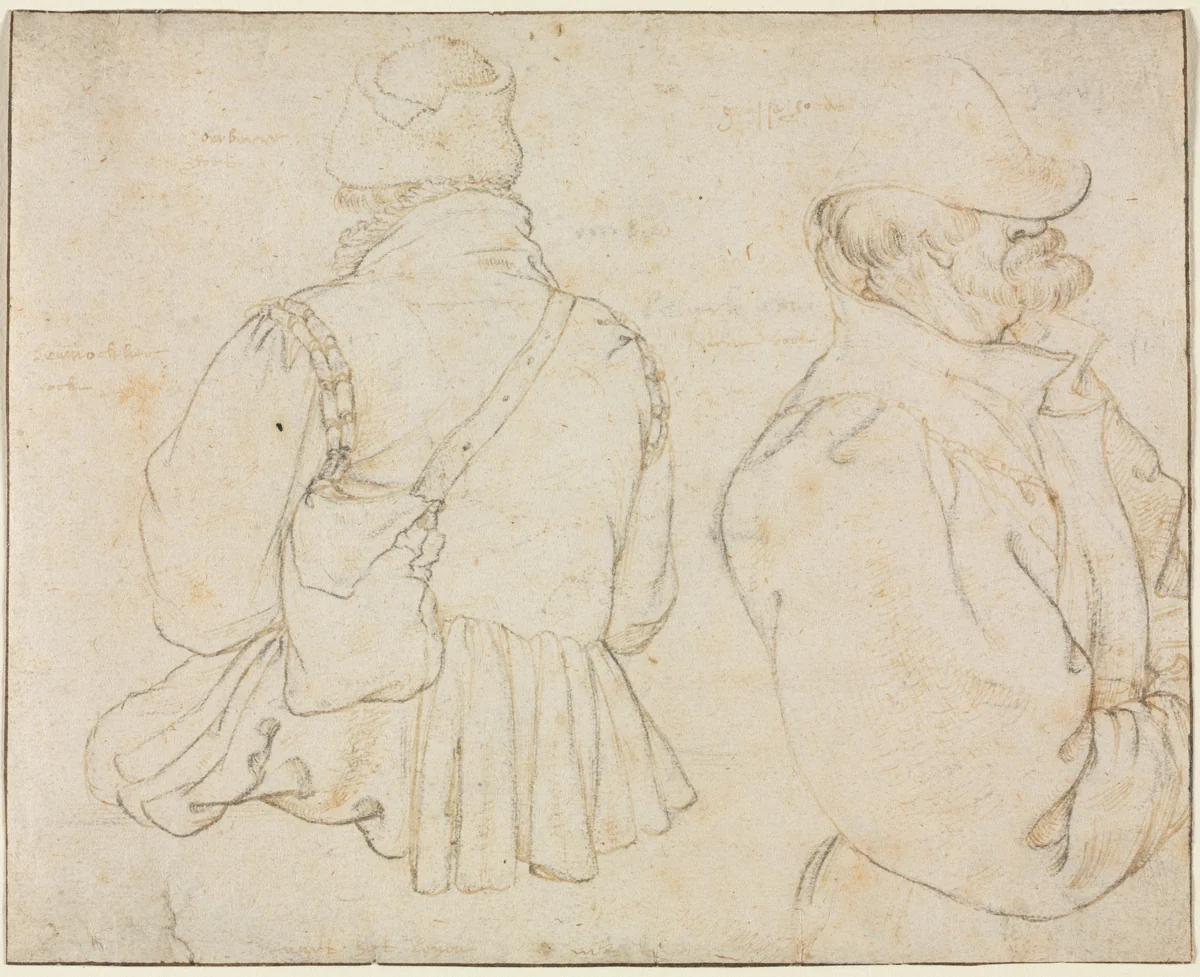 Two Bohemian Peasants in Half-Length by Roelant Savery, drawing, 1595-1605