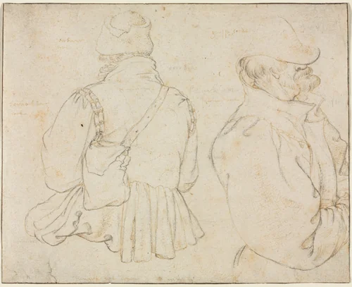 Two Bohemian Peasants in Half-Length by Roelant Savery, drawing, 1595-1605