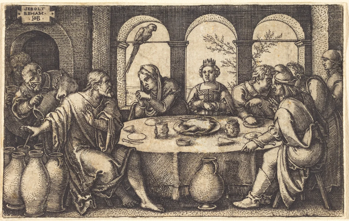 The Wedding at Cana by Sebald Beham, print, 1538-1540