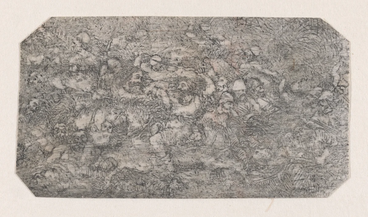 Bataille de Cavaliers (Battle of Cavalrymen) by Rodolphe Bresdin, print, 1839-1885