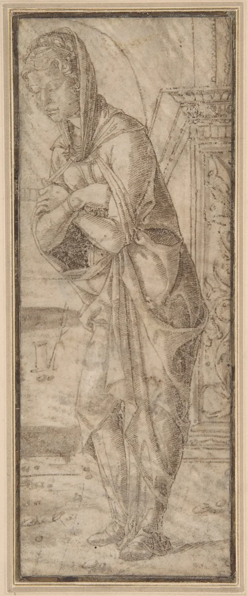 The Virgin Annunciate by anonymous, drawing, 1470-1480