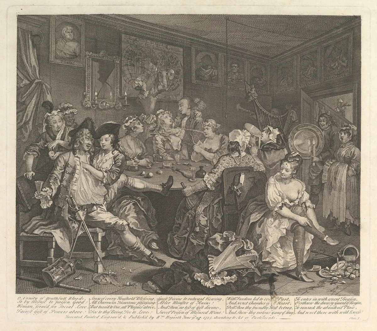 A Rake's Progress, Plate 3 by William Hogarth, print, 1735