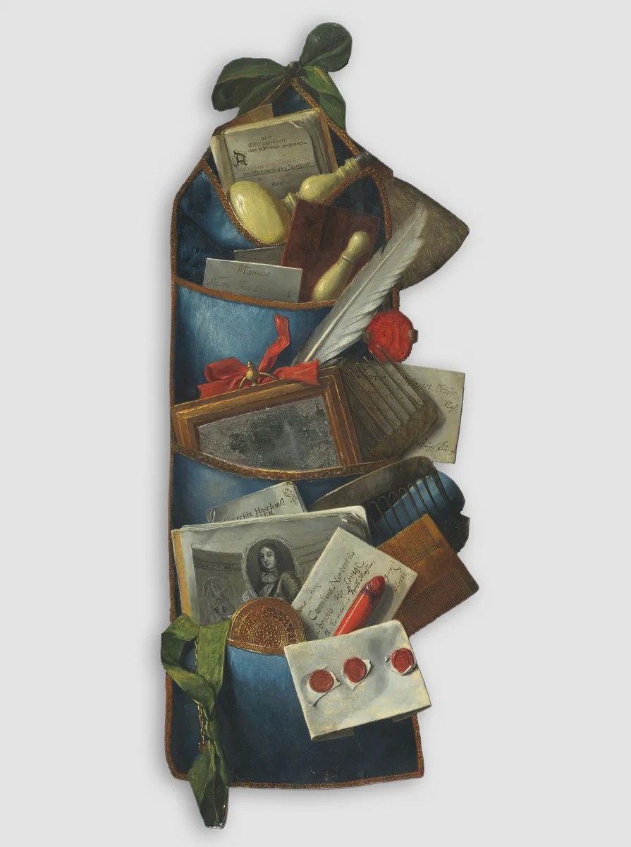 A Hanging Wall Pouch by Cornelis Norbertus Gijsbrechts, painting, 1677