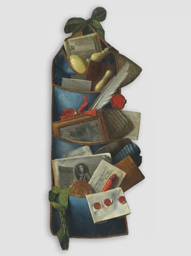 A Hanging Wall Pouch by Cornelis Norbertus Gijsbrechts, painting, 1677