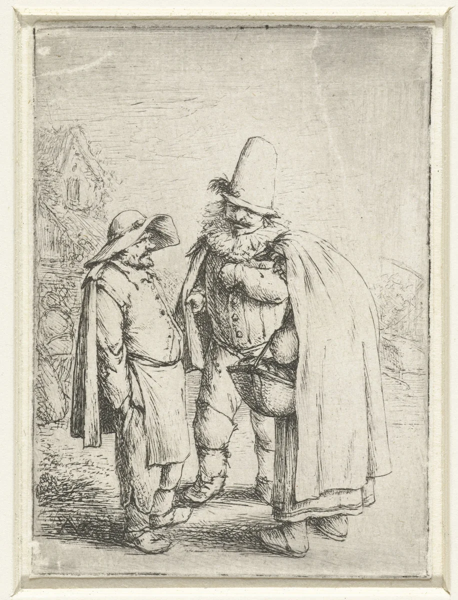 Kwakzalver en een boer en boerin by Adriaen van Ostade, print, 1645-1649
