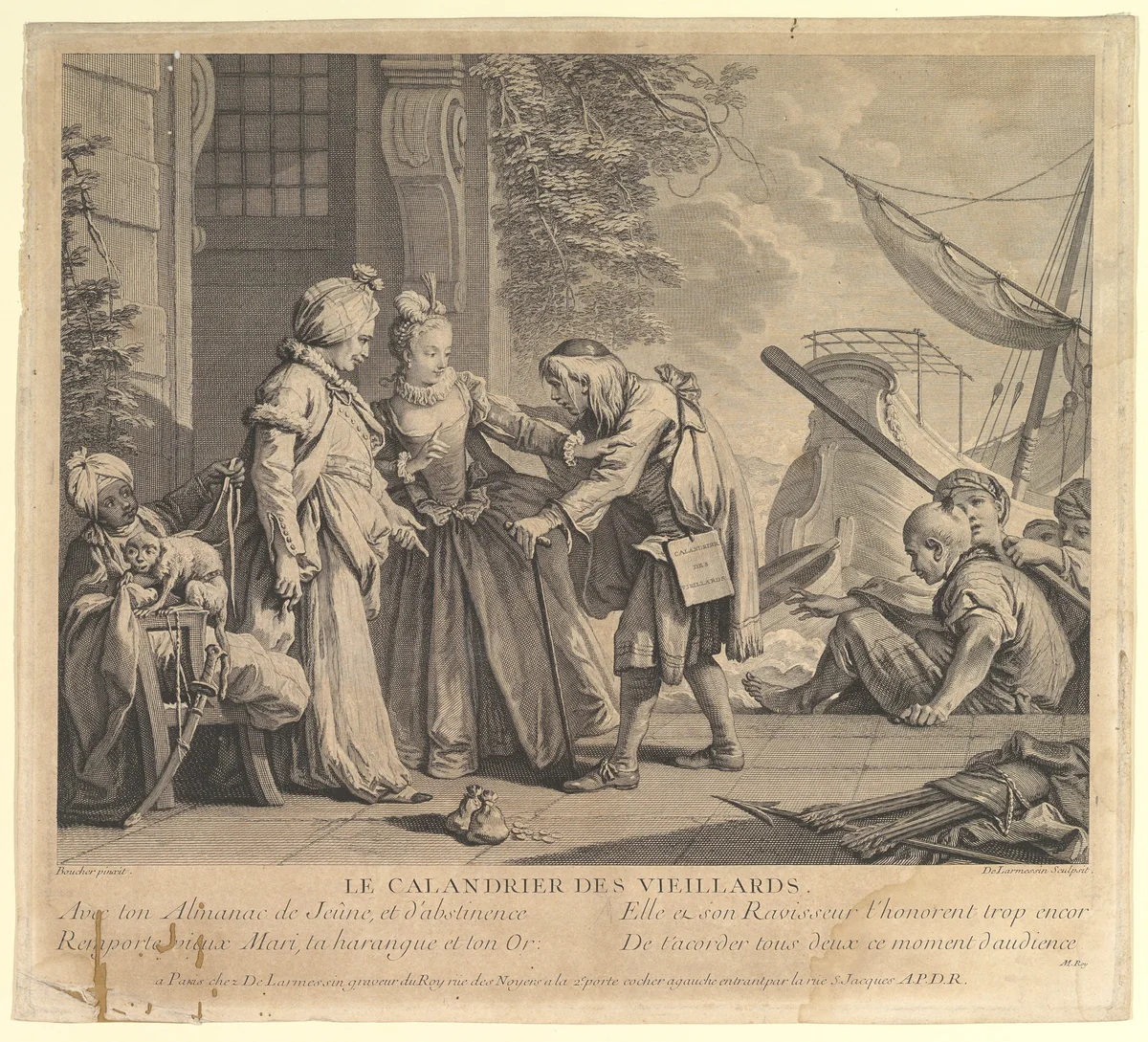 Le Calandrier des Vieillards (The Calendar of Old Men, from Suite d'Estampes Nouvelles pour les Contes de la Fontaine (Series of New Prints for the Tales of La Fontaine) by Nicolas de Larmessin, print, 1700-1755