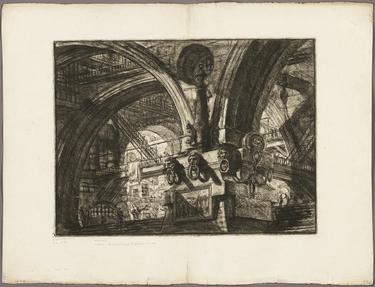 The Pier with a Lamp, plate 15 from Imaginary Prisons by Giovanni Battista Piranesi, print, 1761