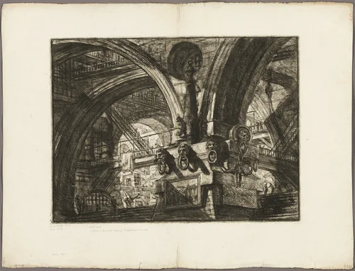 The Pier with a Lamp, plate 15 from Imaginary Prisons by Giovanni Battista Piranesi, print, 1761