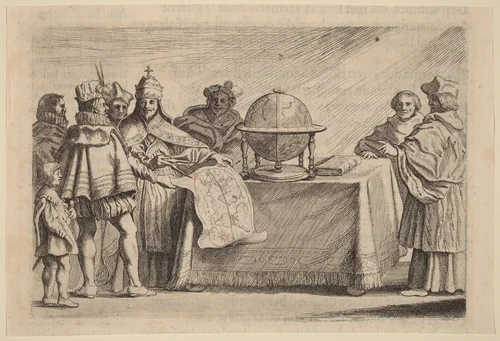 The Partitioning of the Globe between Spain and Portugal by Willem Basse, print, 1634