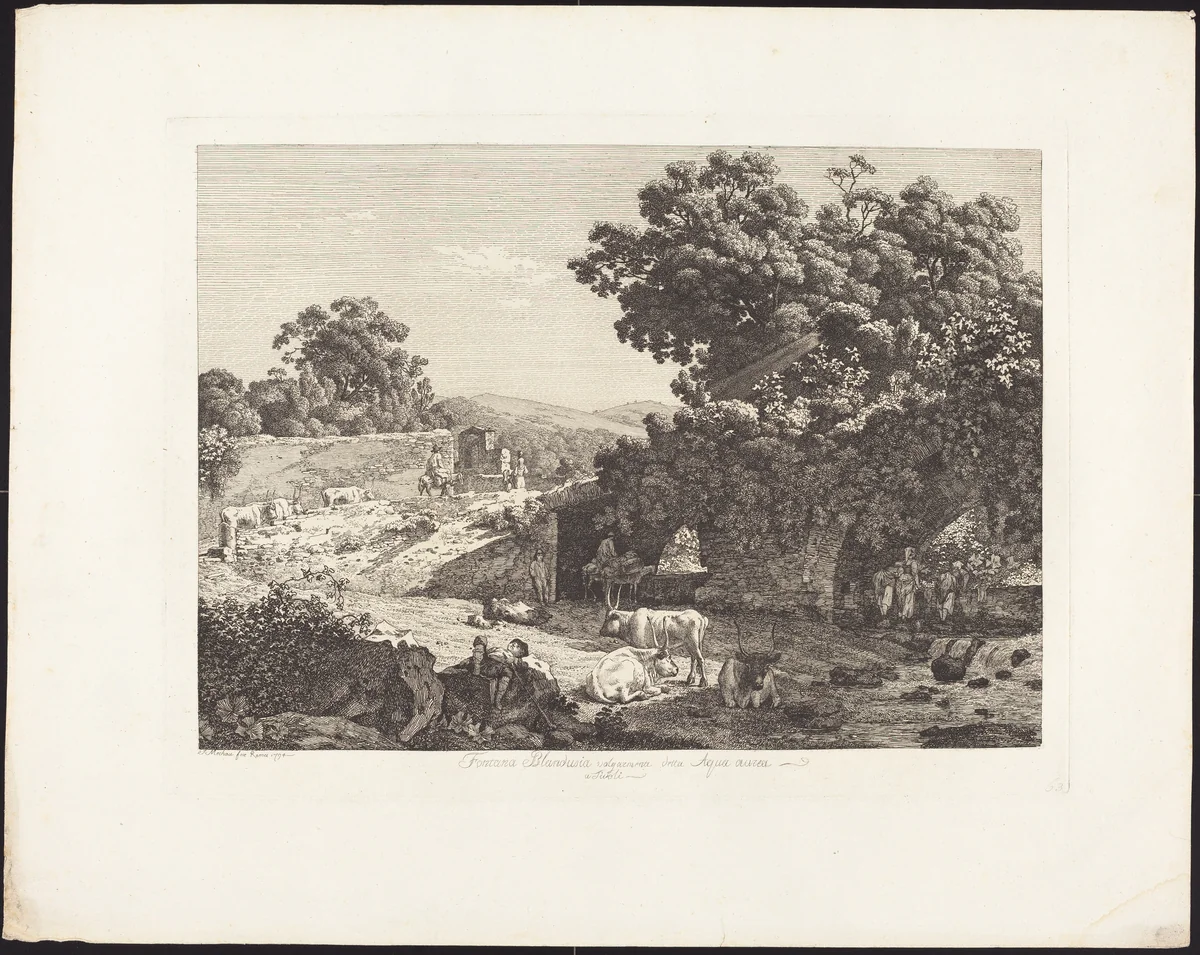 Fontana Blandusia, volgarmente detta Acquoria a Tivoli by Jacob Wilhelm Mechau, portfolio, 1745-1808