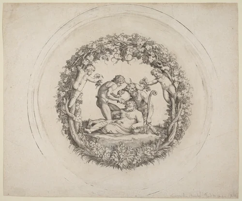 The Drunken Silenus ("The Tazza Farnese") by Annibale Carracci, print, 1597-1600