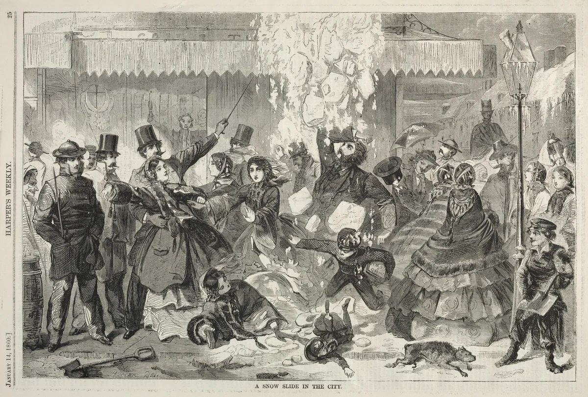 A Snow Slide in the City by Winslow Homer, print, 1860
