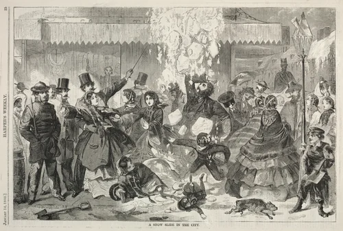 A Snow Slide in the City by Winslow Homer, print, 1860