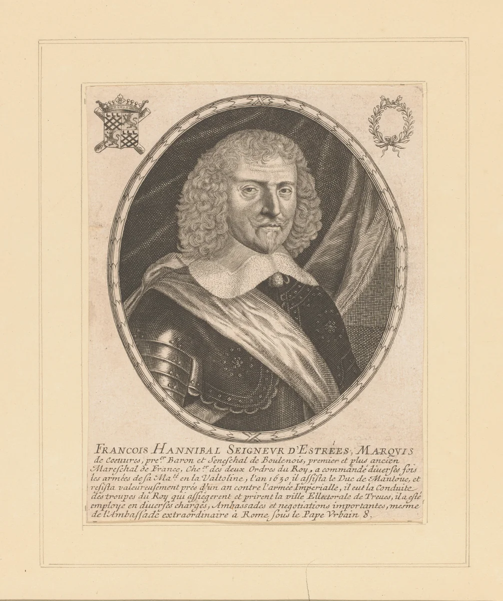 Portret van François-Annibal d'Estrées by anonymous, print, 1610-1668