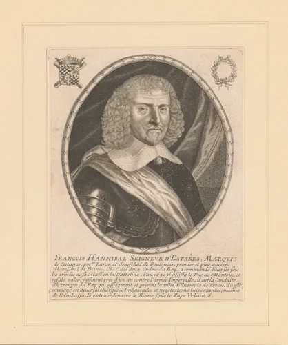 Portret van François-Annibal d'Estrées by anonymous, print, 1610-1668