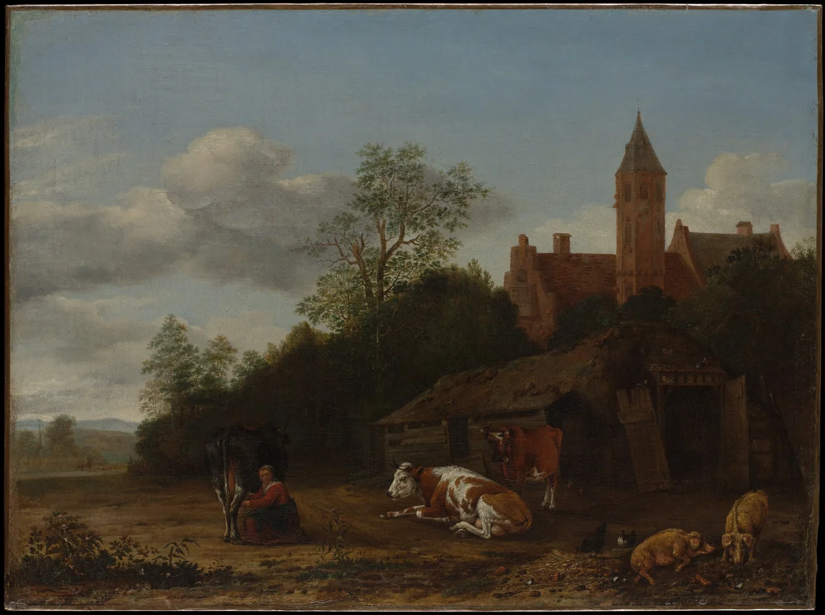 Barnyard Scene by Anthonie van Borssom, painting, 1650-1655