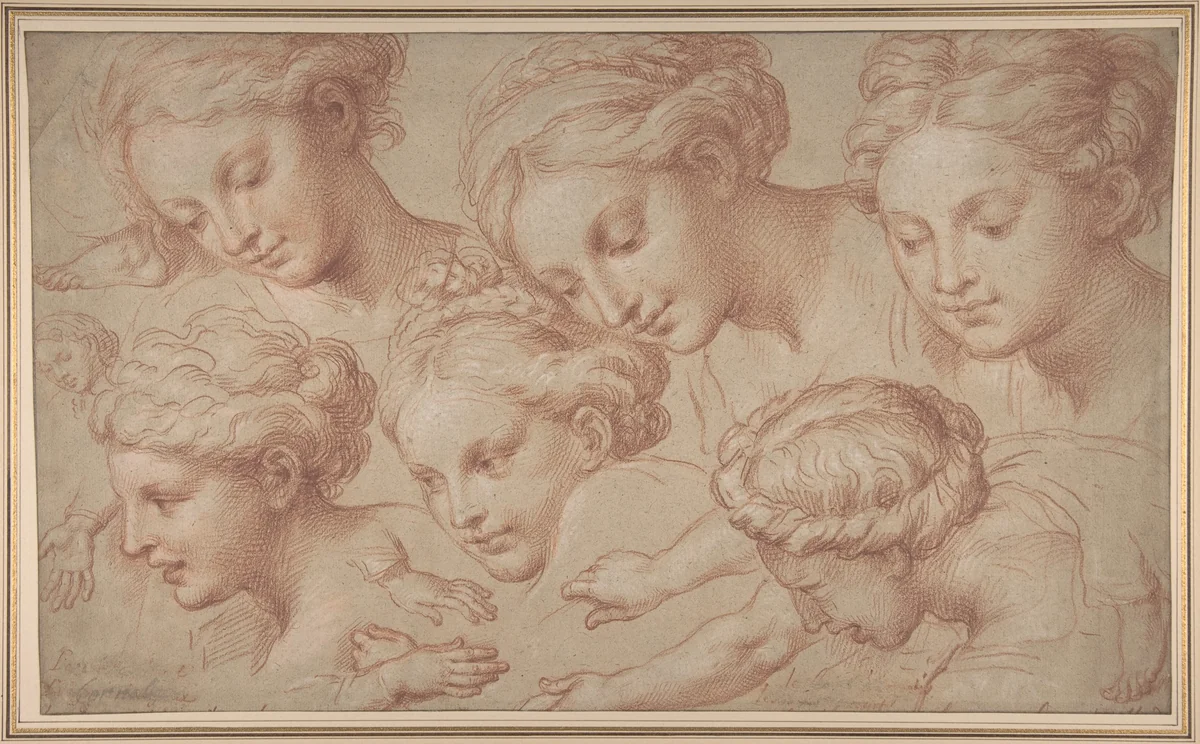 Copies after Raphael's 'The Finding of Moses' by Michel Corneille, drawing, 1660-1710